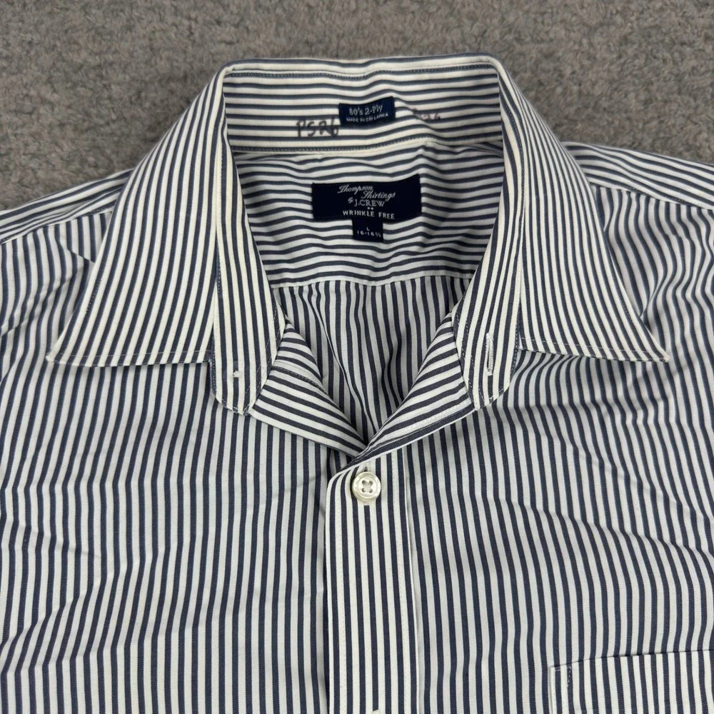 J Crew Men's Thompson Shirtings Dress Shirt 80's 2-Ply L(16-16 1/2) Navy Gingham